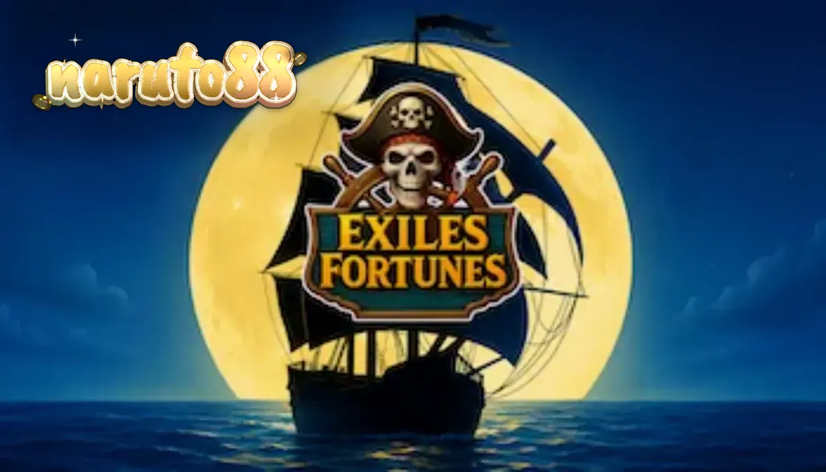 Tampilan visual slot bertema bajak laut Exiles Fortunes dengan gulungan 3x3